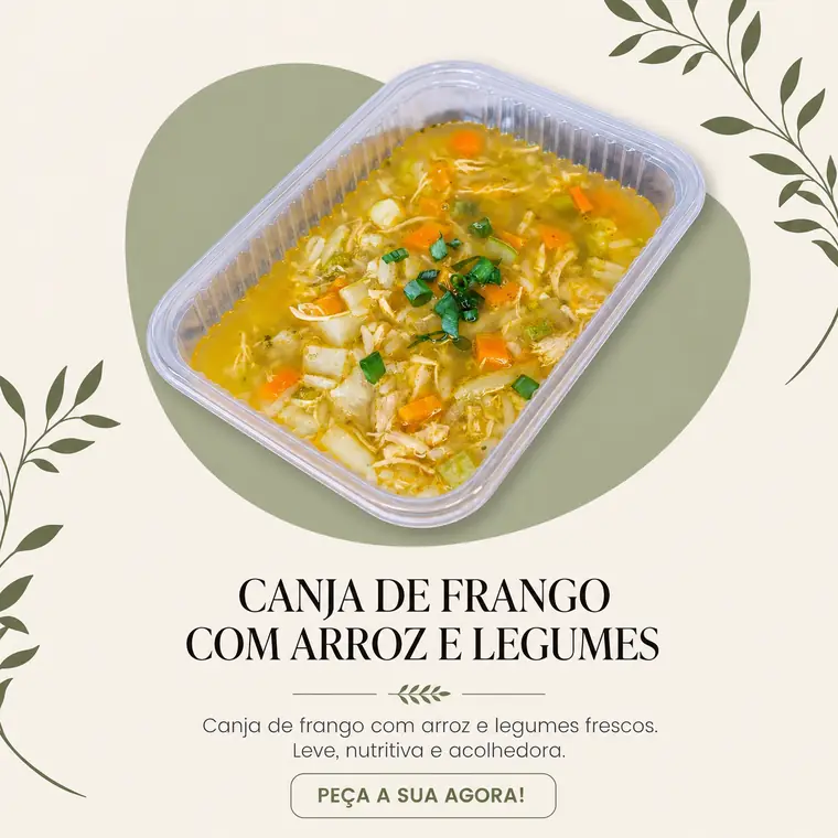 Marmita 33: Canja de frango com arroz e legumes - Casa Verde Foz do Iguaçu